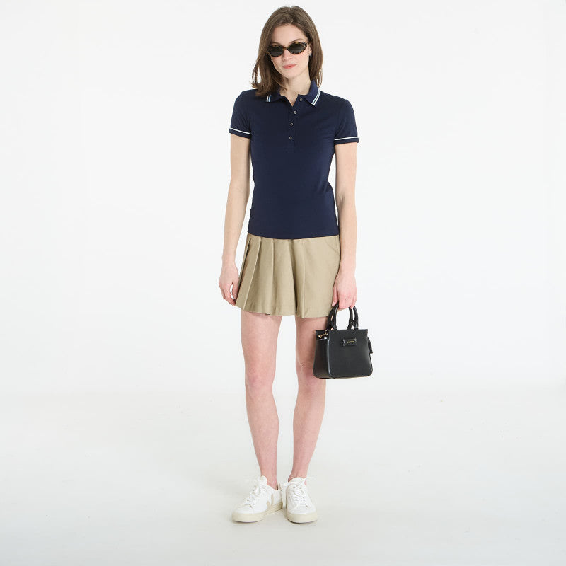 LACOSTE Ribbed Collar Shirt Navy Blue/ Chambray-Flour