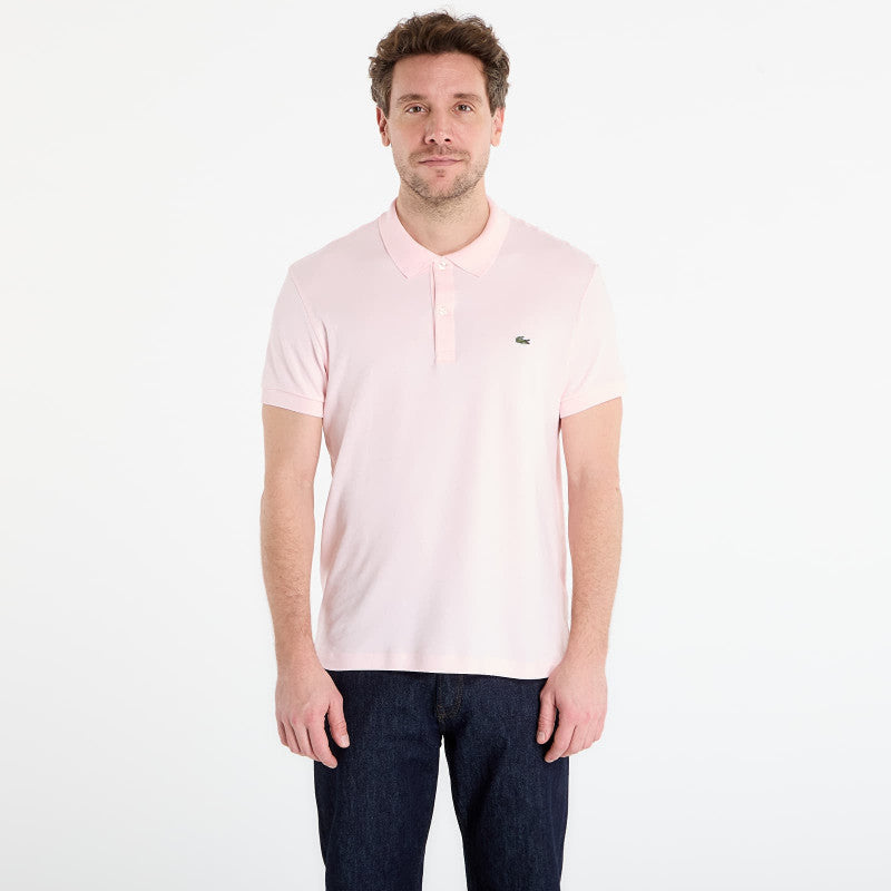 LACOSTE Short Sleeved Ribbed Collar Shirt Flamingo