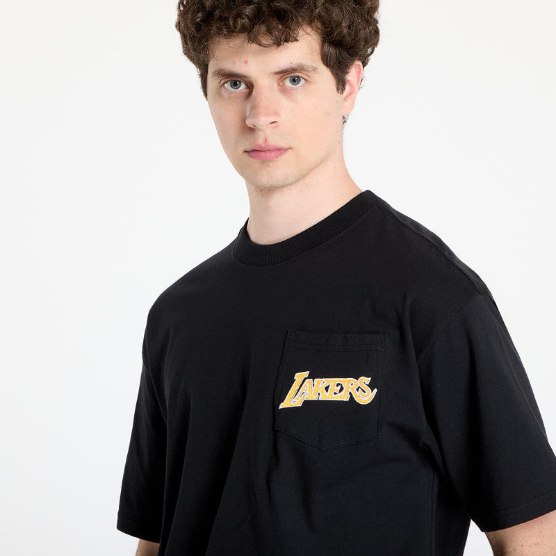 Mitchell & Ness NBA Double Hit Ss Pocket Tee Vintage Logo Lakers Black
