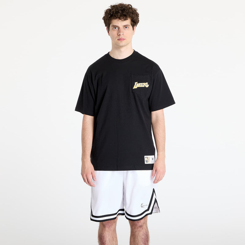 Mitchell & Ness NBA Double Hit Ss Pocket Tee Vintage Logo Lakers Black