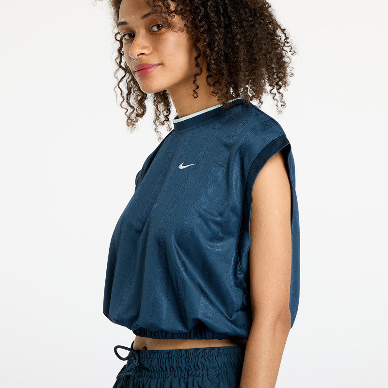 Nike Sportswear Collection Women's Dri-FIT Jacquard Short-Sleeve Jersey Top Armory Navy/ Armory Navy/ White