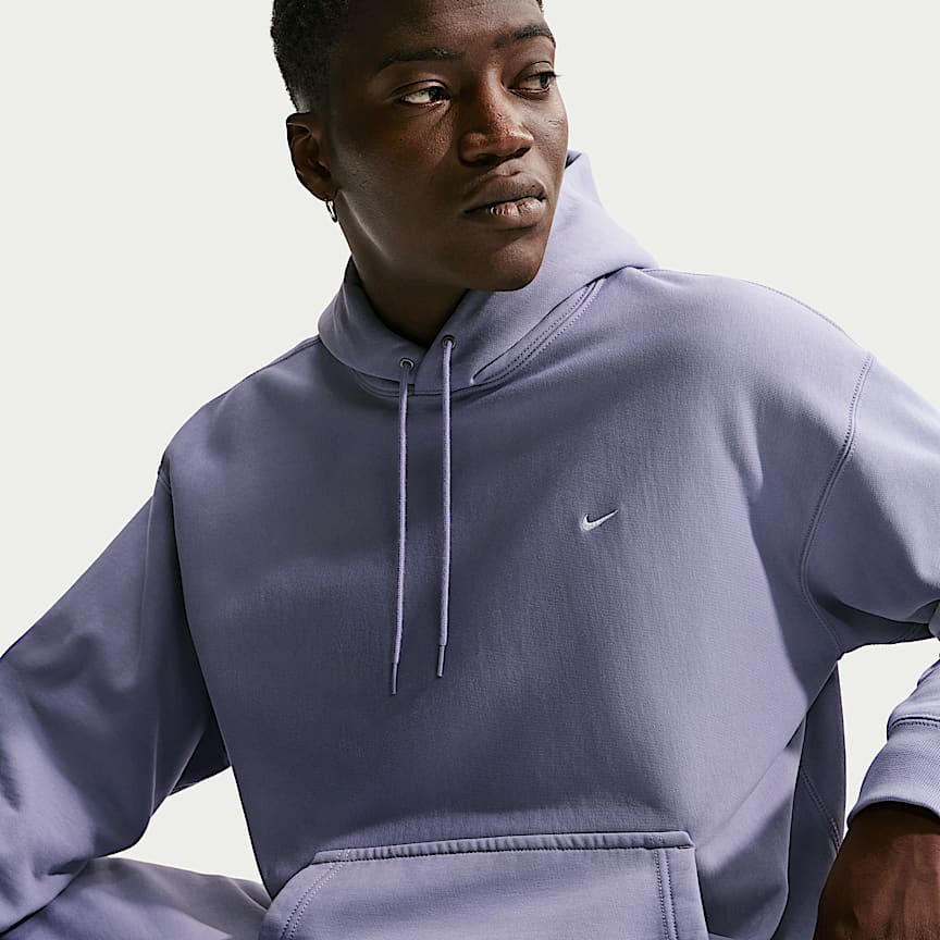 Nike Solo Swoosh Men's Pullover Hoodie Iron Purple/ White