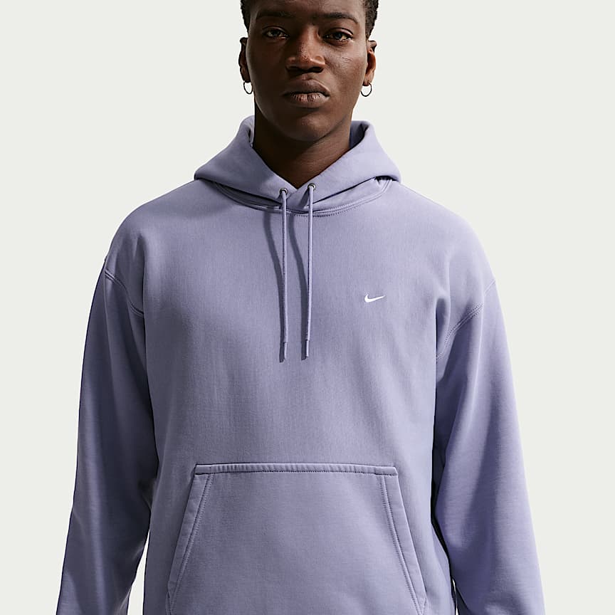 Nike Solo Swoosh Men's Pullover Hoodie Iron Purple/ White