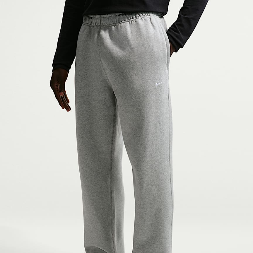Nike Solo Swoosh Men's Fleece Open-Hem Pants Dk Grey Heather/ Lt Smoke Grey/ White