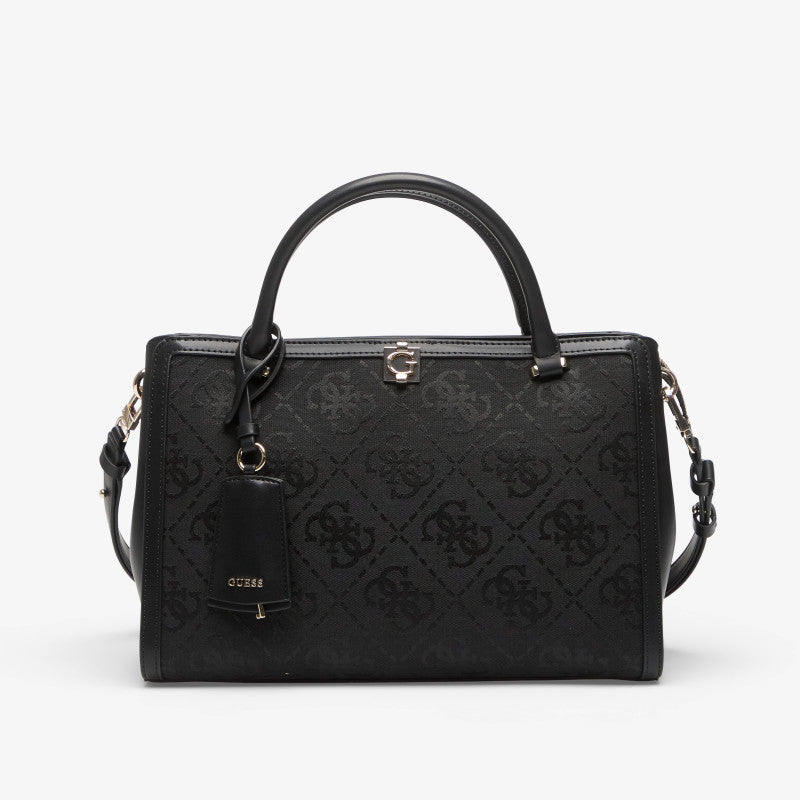 GUESS Audrey Logo Girlfriend Satchel Black Logo
