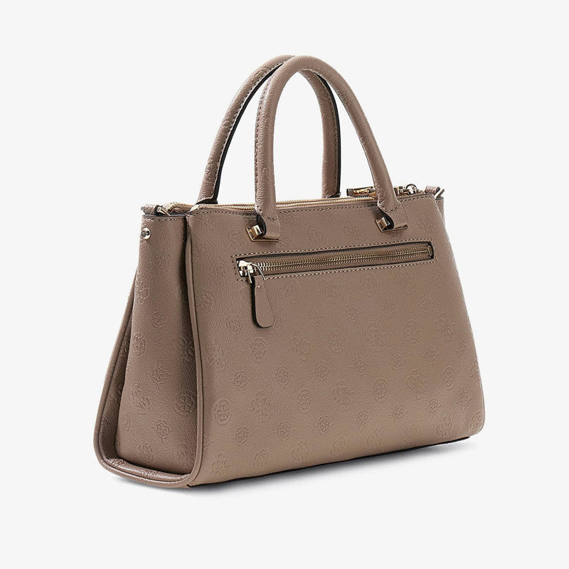 GUESS Anise Triple Comp Satchel Dark Taupe Logo