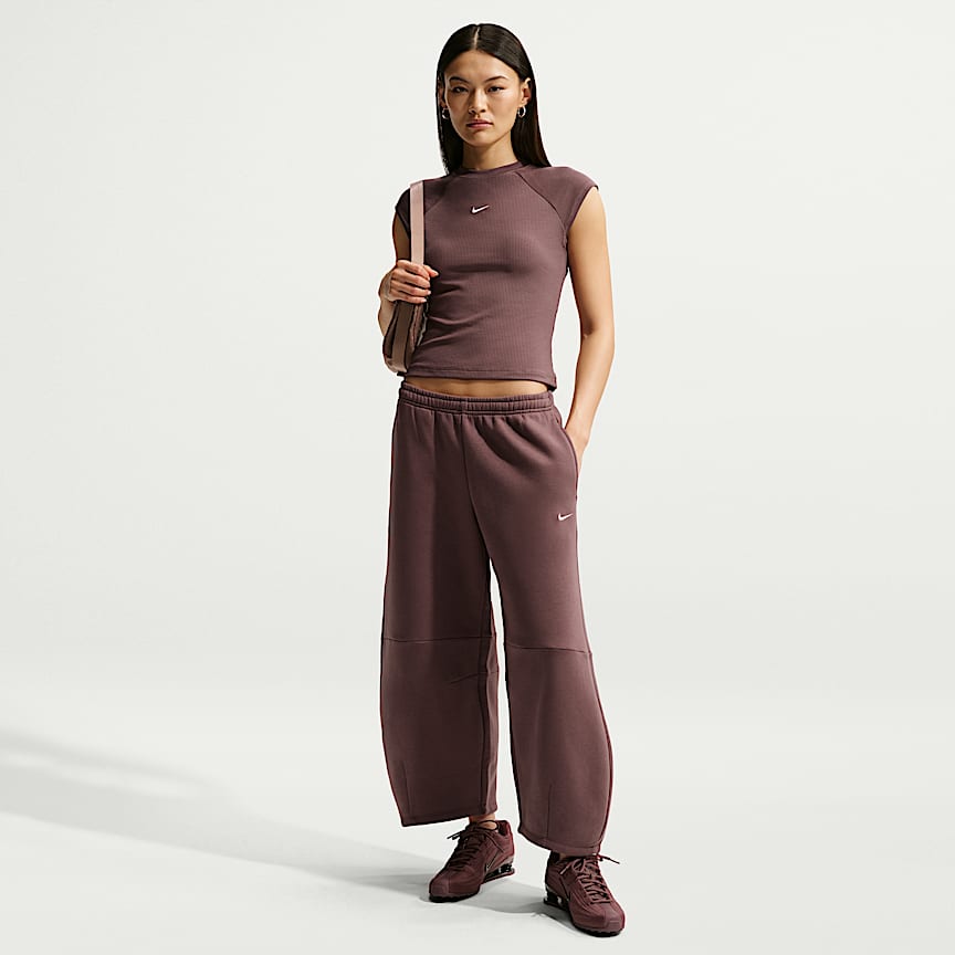 Nike Sportswear Chill Knit Women's Tight Short-Sleeve Ribbed Top Tattoo/ Sail