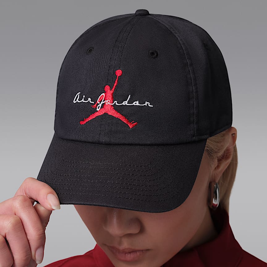 Jordan Club Cap Unstructured Adjustable Hat Black/ White/ University Red