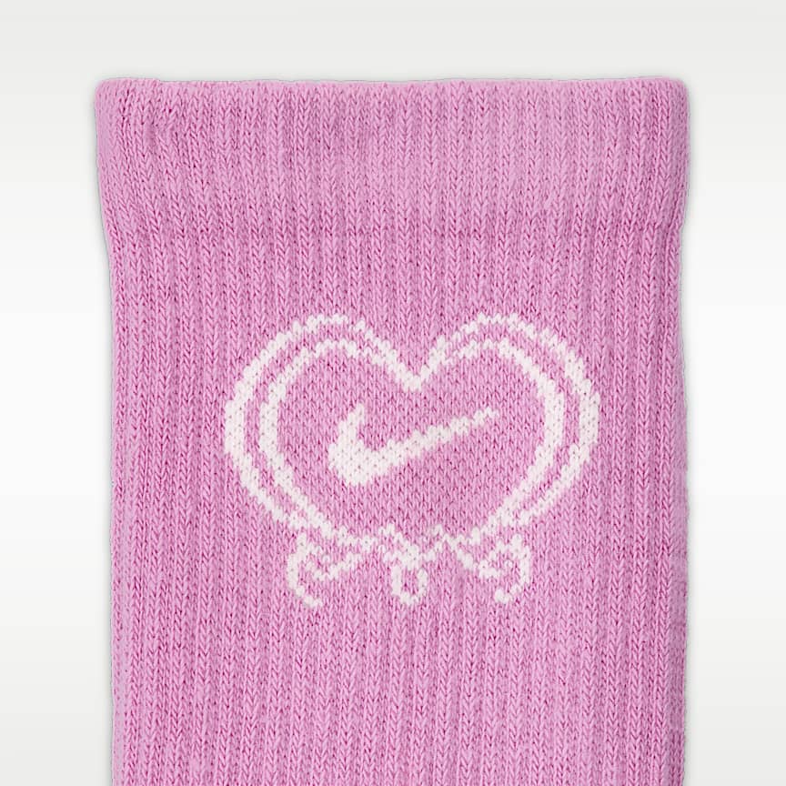 Nike Everyday Plus Cushioned Crew Socks 1-Pack Lt Magenta/ Sail