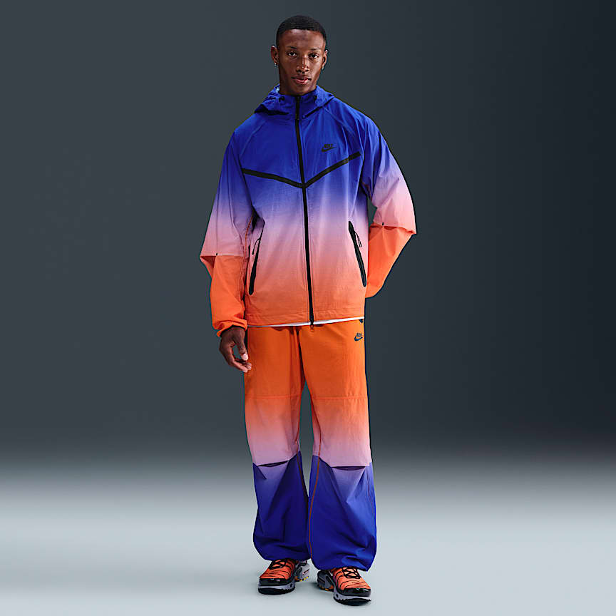 Nike Tech Men's Woven Full-Zip Jacket Game Royal/ Safety Orange