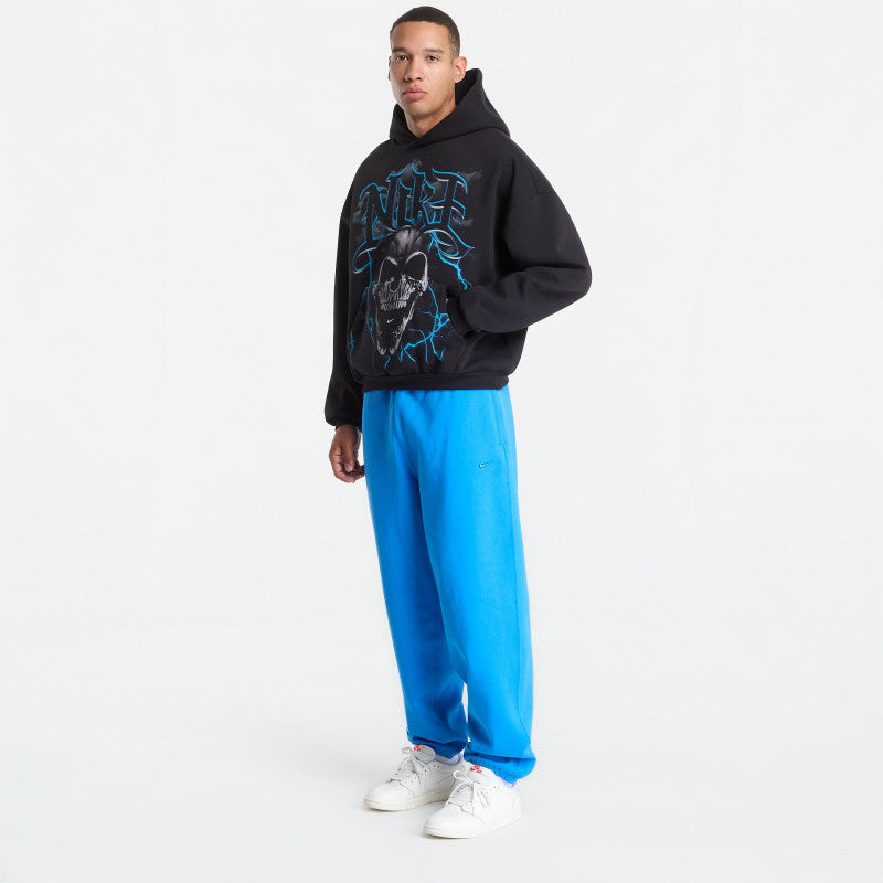 Nike Standard Issue Men's Brushed Pullover Basketball Hoodie Black/ Lt Current Blue/ Pale Ivory