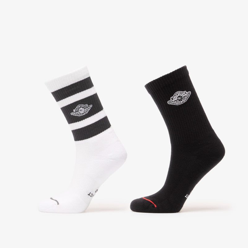 Jordan Everyday Elevated Crew Socks 2-Pack White/ Black/ White