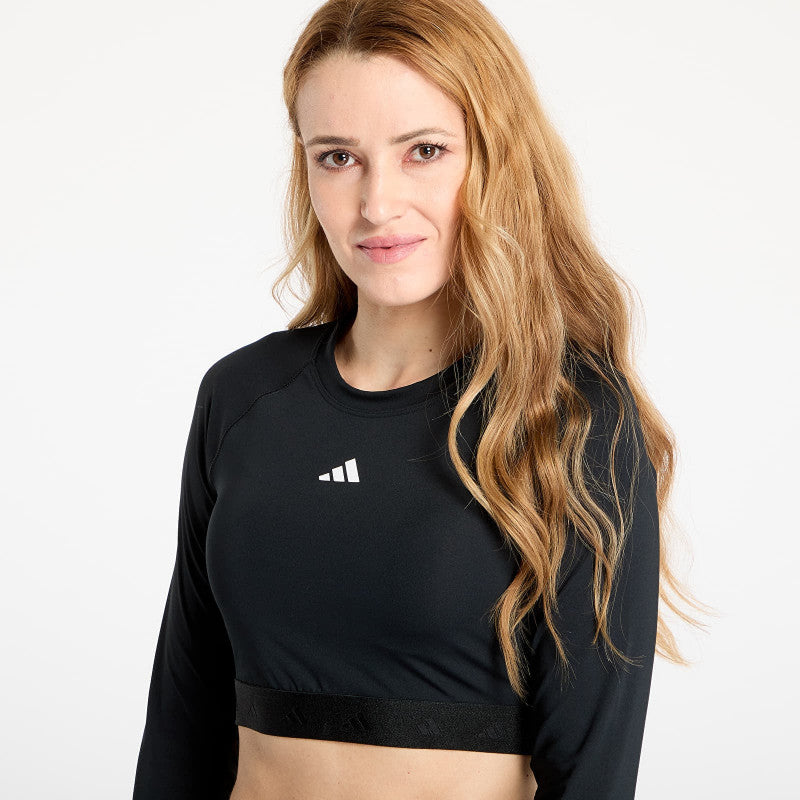 adidas Hyperglam Training Cropped Long Sleeve Long-Sleeve Top Black/ White