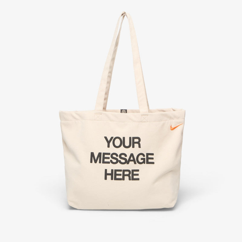 Nike Heritage "Your Message Here" Tote Bag 22L Oatmeal/ Safety Orange/ Safety Orange 22