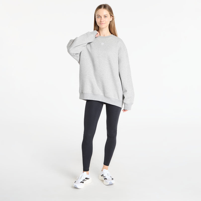 adidas Essentials Fleece Long Oversized Crew Sweatshirt Medium Grey Heather