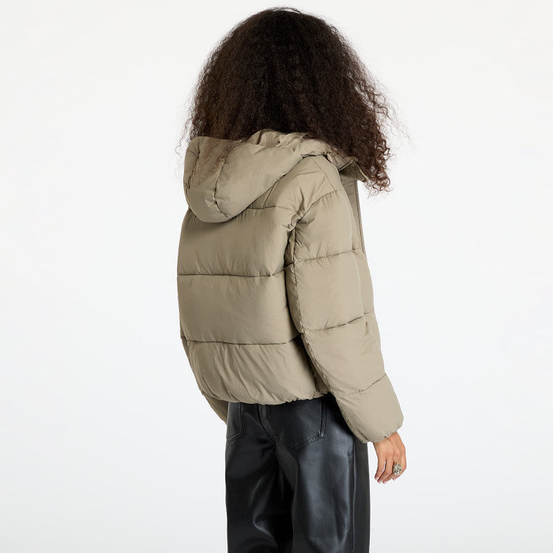 Calvin Klein Jeans Logo Short Hooded Puffer Jacket Gray