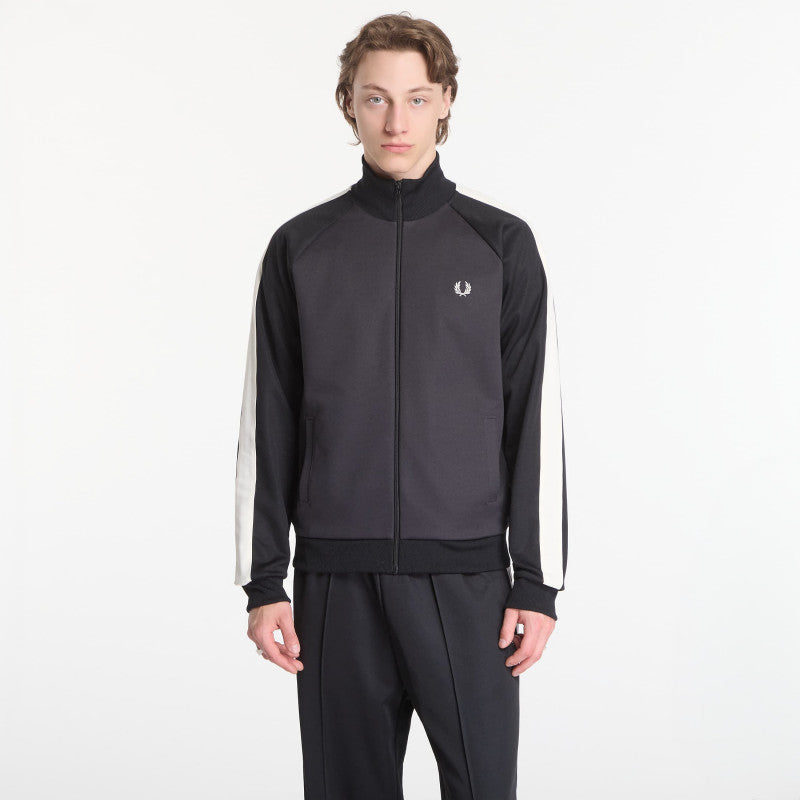 Fred Perry Contrast Sleeve Track Jacket Black