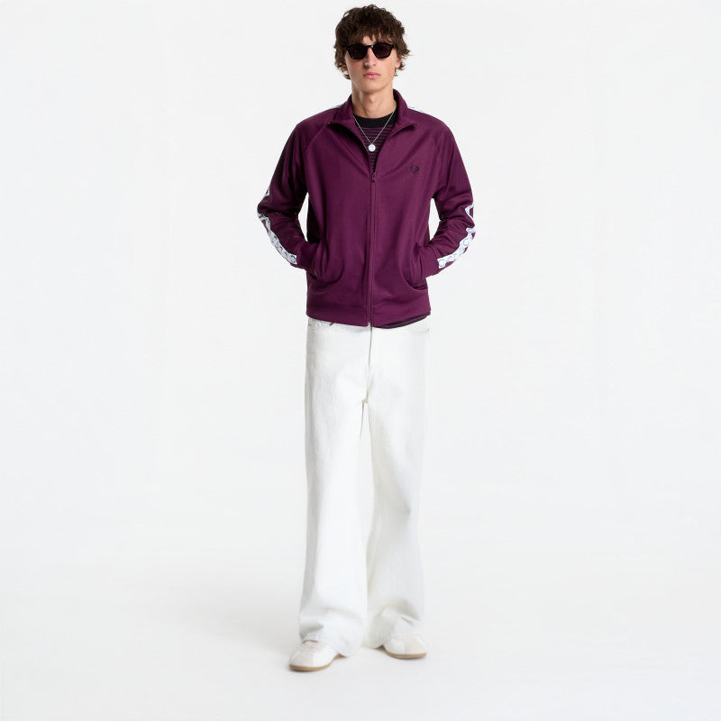 FRED PERRY Contrast Tape Track Jacket Plum