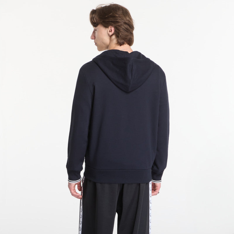 Fred Perry Hooded Zip Through Sweatshirt Black