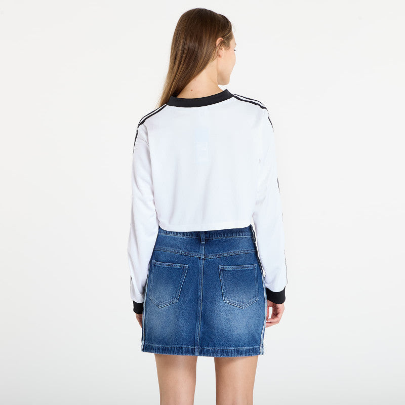 adidas Adicolor Football Jacquard Crop Long-Sleeve Top White