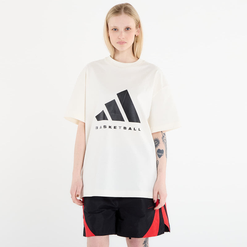 adidas Basketball T-Shirt (Gender Neutral) Off White/ Black