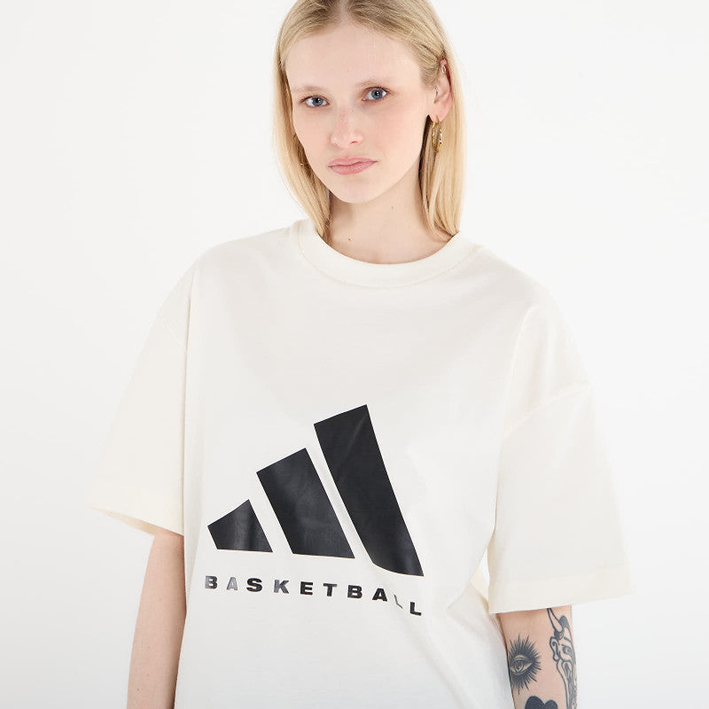 adidas Basketball T-Shirt (Gender Neutral) Off White/ Black
