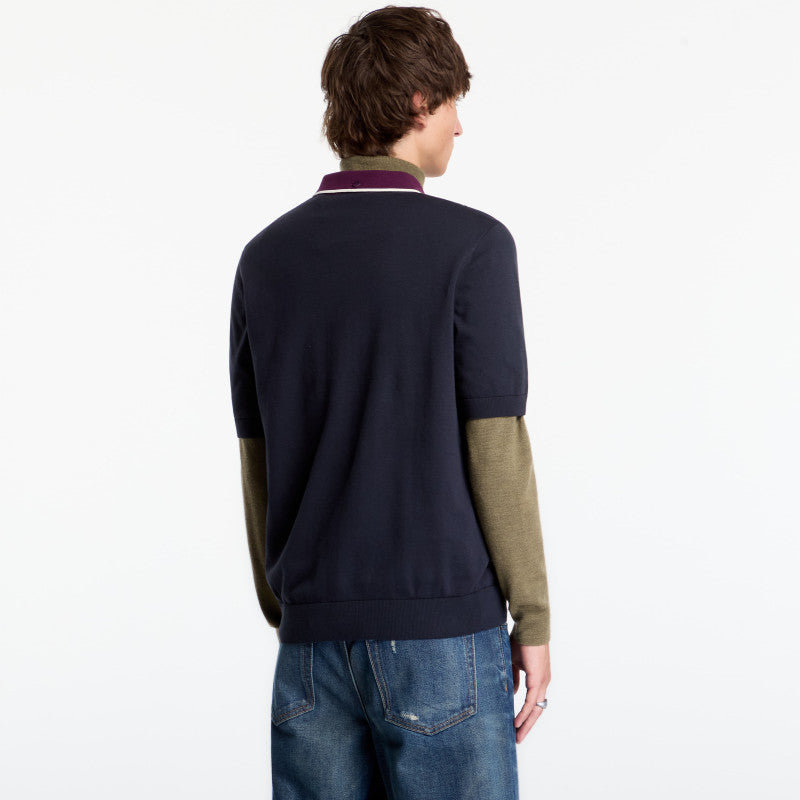 FRED PERRY Cable Knit Shirt Navy