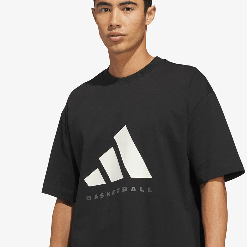 adidas Basketball T-Shirt (Gender Neutral) Black/ Off White