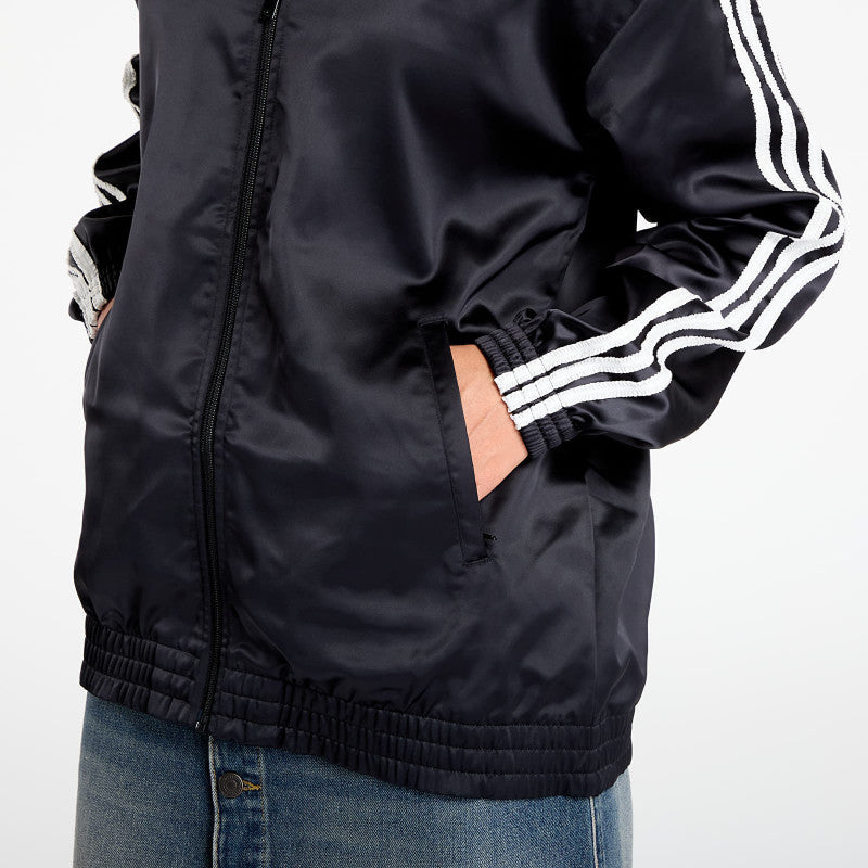adidas Originals Satin Firebird Track Top Ruffle 3-Stripes Black