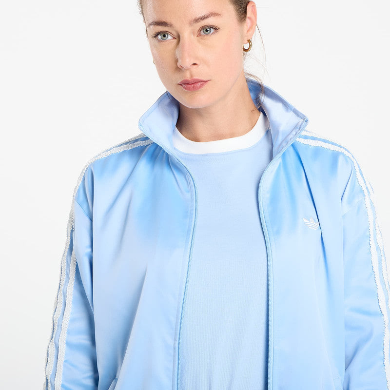 adidas Originals Satin Firebird Track Top Ruffle 3-Stripes Clear Sky