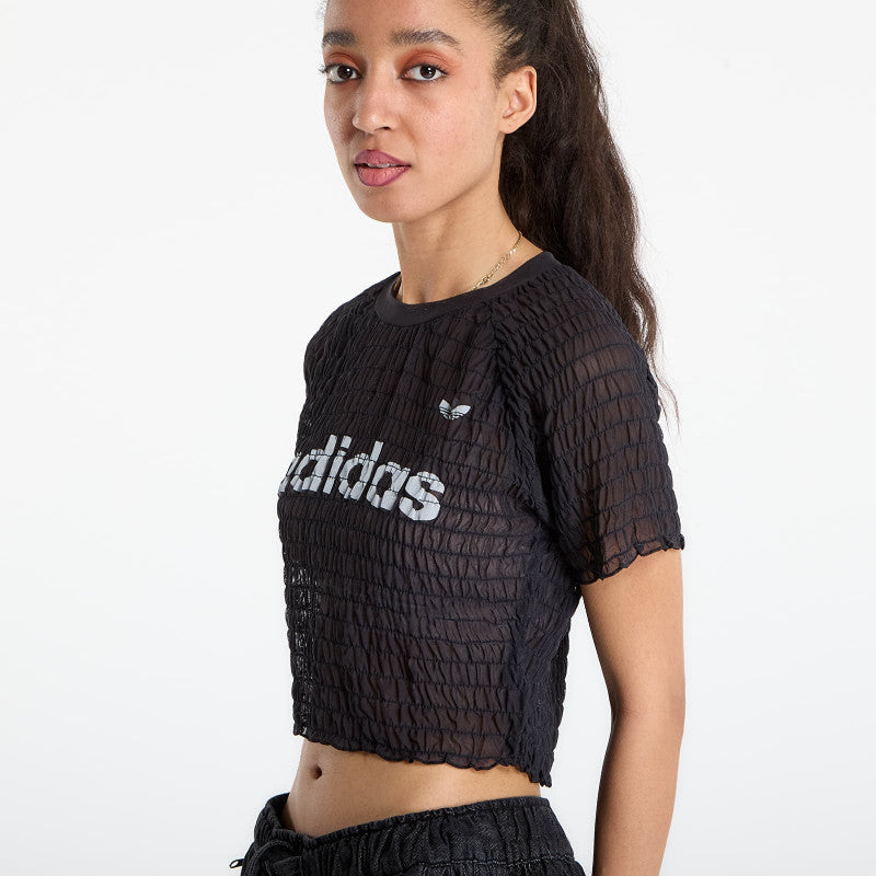 adidas Smocked Cali T-Shirt Black