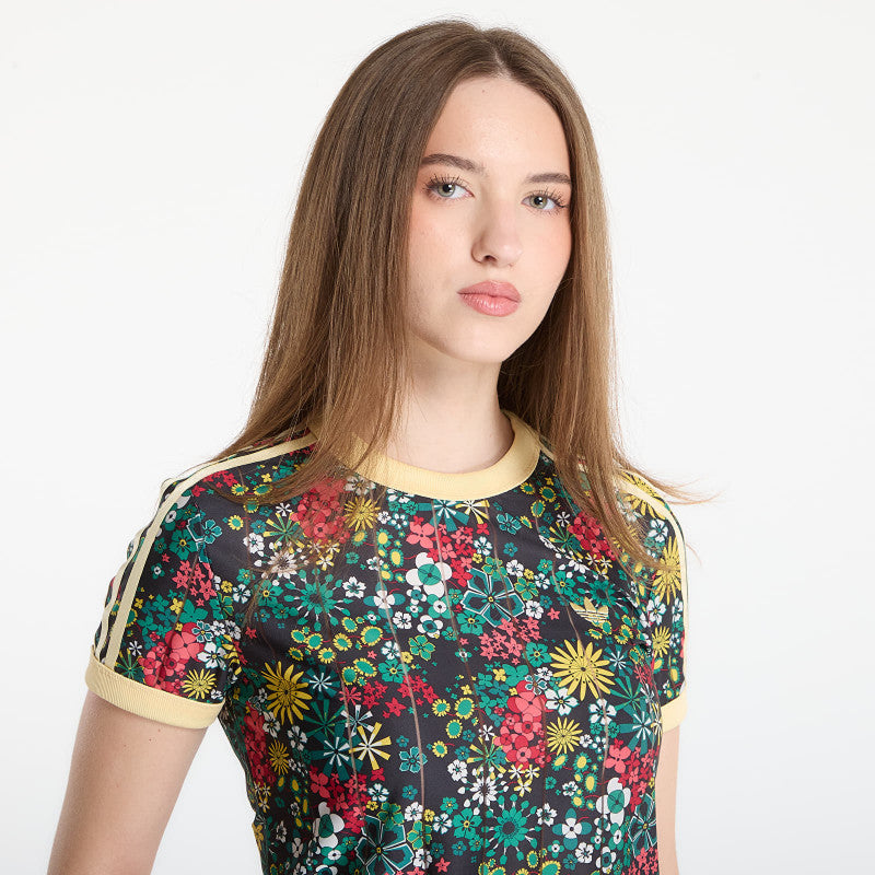 adidas X Liberty London 3 Stripes T-Shirt Black/ Bold Green/ Collegiate Green- Eqt Yellow