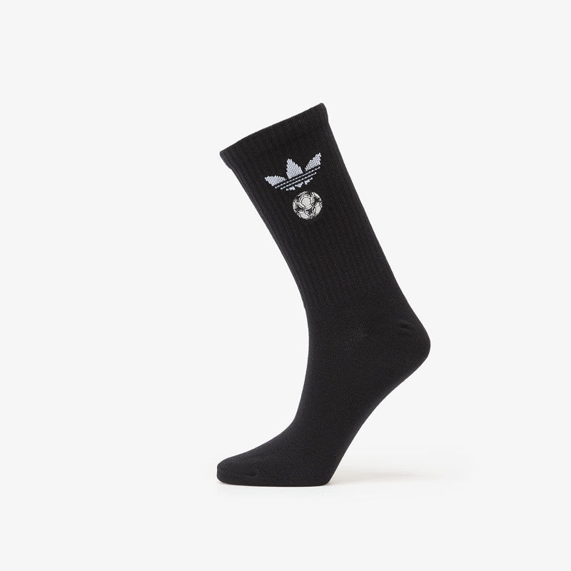 adidas Football Embroidered Crew Socks 2 Pairs White/ Black