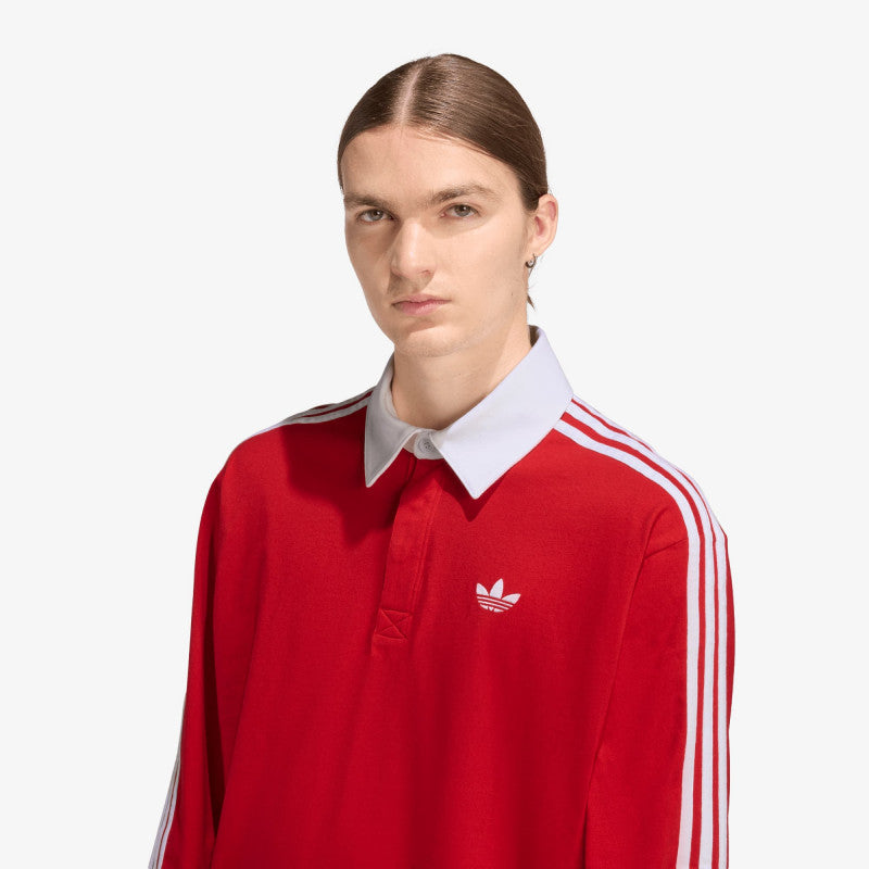 adidas 3-STRIPES Rugby Longsleeve Polo Better Scarlet