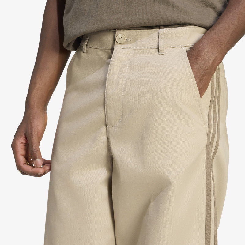 adidas 3 Stripes Pleated Trousers Khaki Three