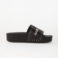Karl Lagerfeld Kondo Maxi II Stud Border Slide Black PU w/ Silver