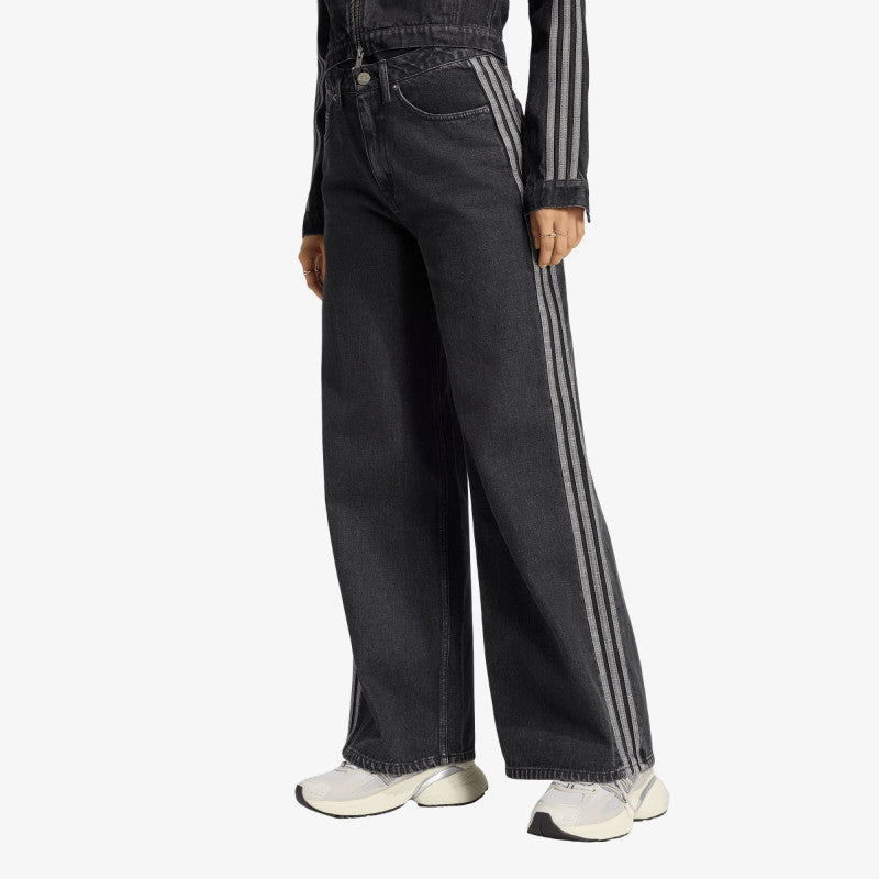 Jeansy adidas High Rise Wide Leg Denim Pant True Black Denim