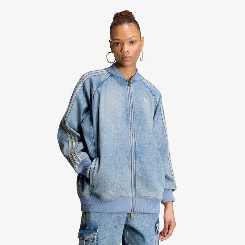adidas SST Oversized Denim Tracktop Worn Blue Denim