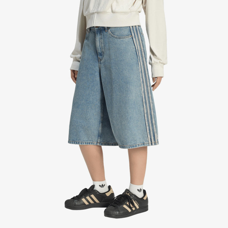 adidas Mid Rise Denim Jorts Worn Blue Denim