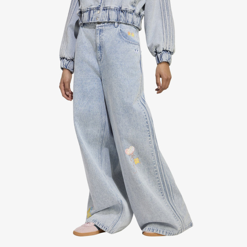 Jeansy adidas x Care Bears Care Bear High Rise Wide Leg Denim Pant Clear Sky