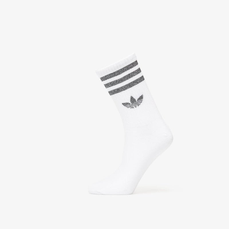 adidas 3 Stripes Glitter Crew Socks 3-Pack White/ Silver Met./ Black