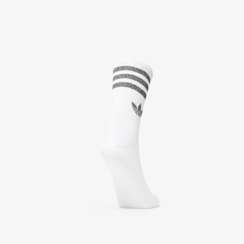 adidas 3 Stripes Glitter Crew Socks 3-Pack White/ Silver Met./ Black