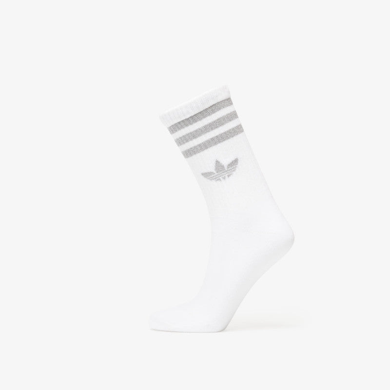 adidas 3 Stripes Glitter Crew Socks 3-Pack White/ Silver Met./ Black