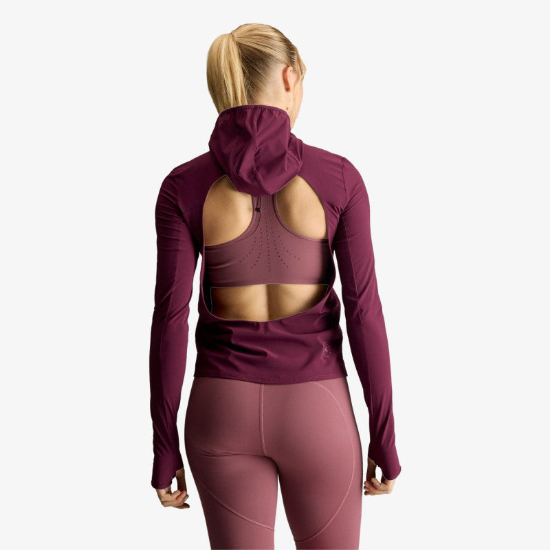 adidas by Stella McCartney Running Hybrid Open-Back Hooded Long Sleeve Maroon