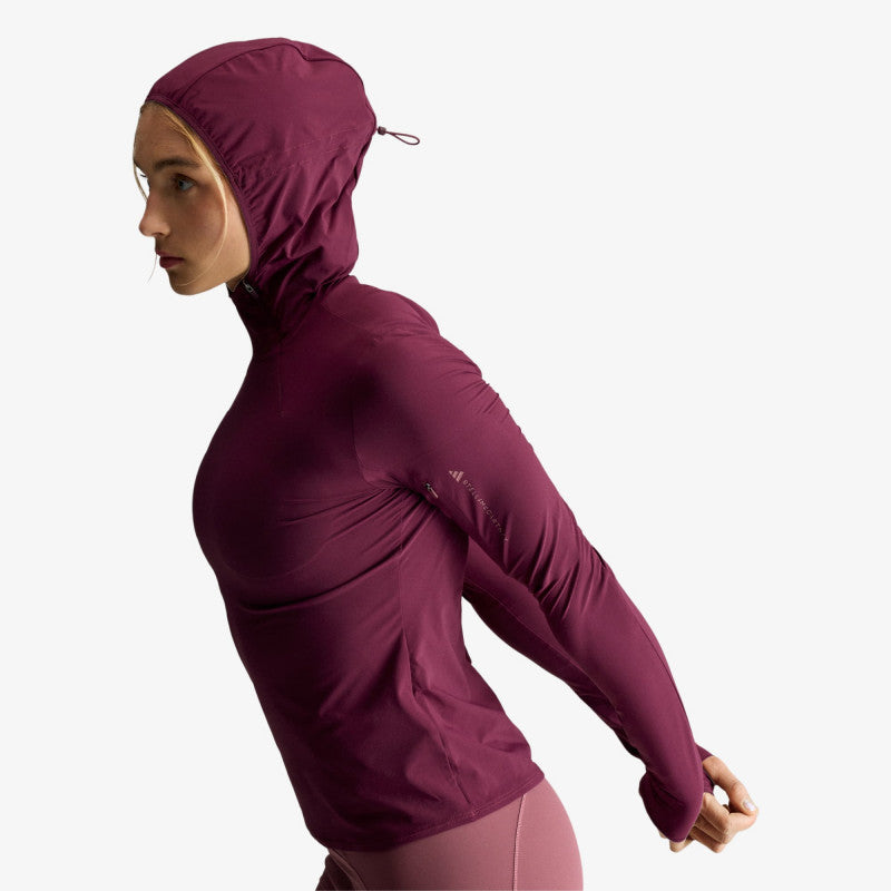 adidas by Stella McCartney Running Hybrid Open-Back Hooded Long Sleeve Maroon