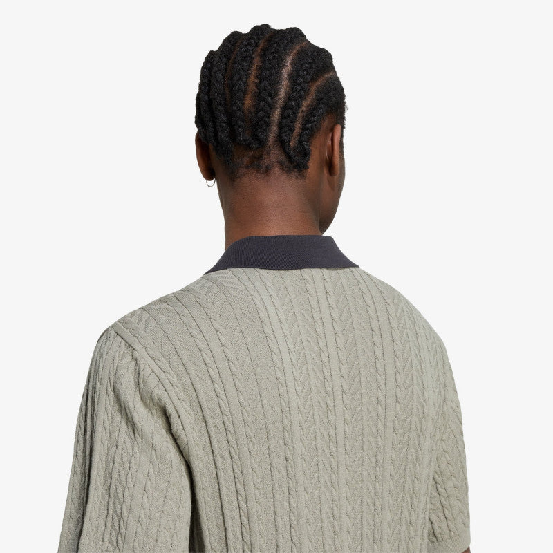 adidas Cable Knit Football Jersey Silver Pebble