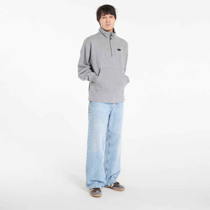 adidas 90S Alternative Sport Half Zip Graphic Fleece Sweatshirt Core Heather