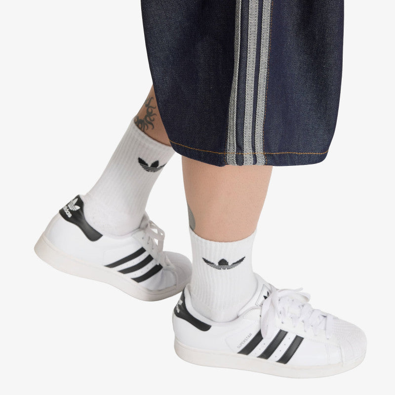 adidas Firebird Adicolor Jorts Mid-Rise Straight Leg Indigo Denim