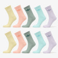 adidas Trefoil Crew Socks 10-Pack Silver Green/ Glow Pink/ Semi Flash Aqua
