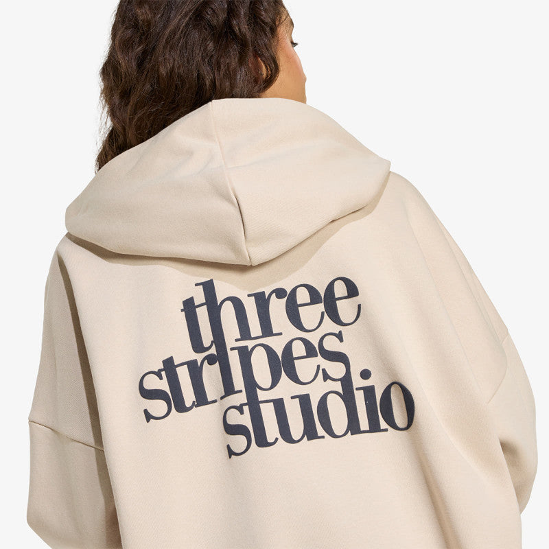 adidas 3 Stripes Studio Hoodie Crystal Linen